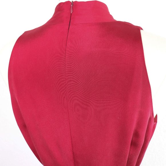 JONES NEW YORK Silk Dress Grecian V-Neck Wrap Bodice, Knee Length : Neon Red Sz - Picture 14 of 16